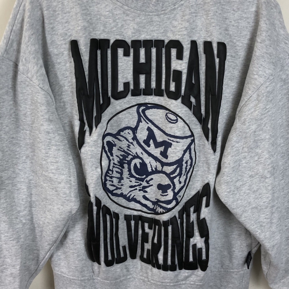 Michigan Wolverines Mitchell & Ness College Vault Crewneck Women's M Grey NCAA - Picture 2 of 14